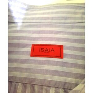 Isaia Napoli 16 41 Long Sleeve Button Dress Shirt Purple Stripes Italy Cotton
